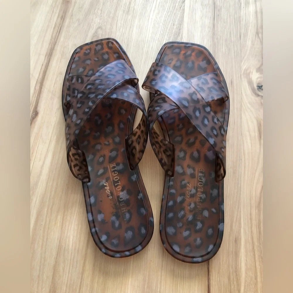 Anthro x Matisse Brown Jelly Slide Sandals - Picture 3 of 11